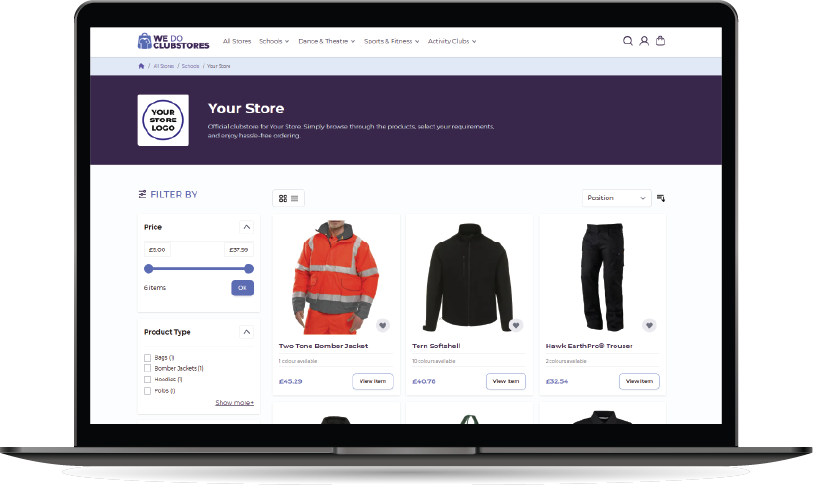 Laptop with mock-up store displayed